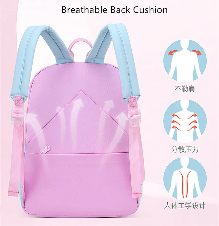 Kawaii Pink Purple Elementary School Backpack for Girls Cute Rainbow Student Bookbag Primary School Girl SchoolBag Children Gift