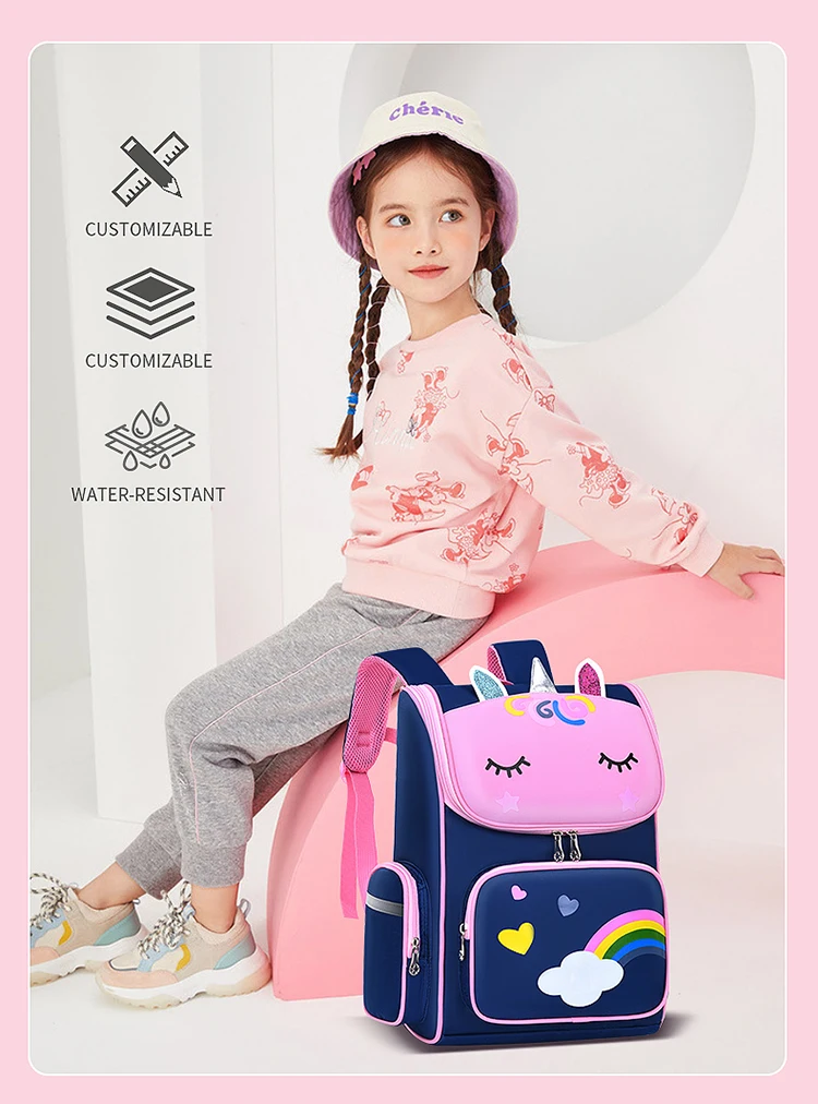 New CHILDREN'S Elementary School Students Schoolbag 6-12 Years Old Boys and Girls Shoulders Backpack 1-6 Grades Unicorn Cute Wat
