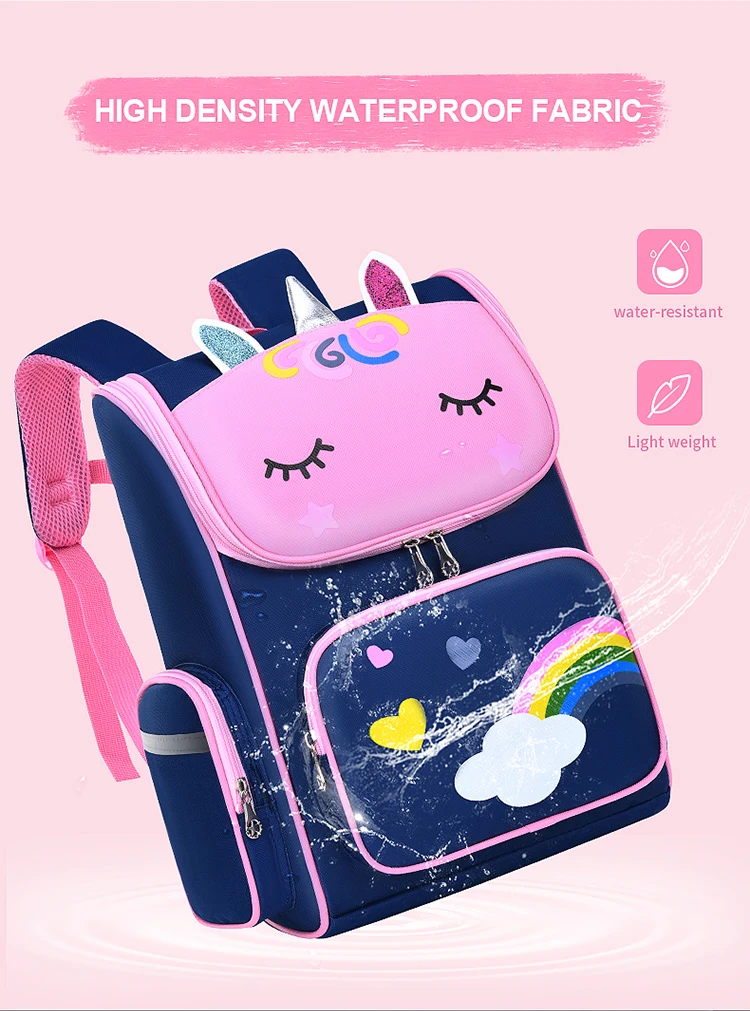 New CHILDREN'S Elementary School Students Schoolbag 6-12 Years Old Boys and Girls Shoulders Backpack 1-6 Grades Unicorn Cute Wat