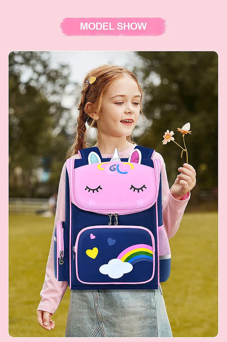 New CHILDREN'S Elementary School Students Schoolbag 6-12 Years Old Boys and Girls Shoulders Backpack 1-6 Grades Unicorn Cute Wat