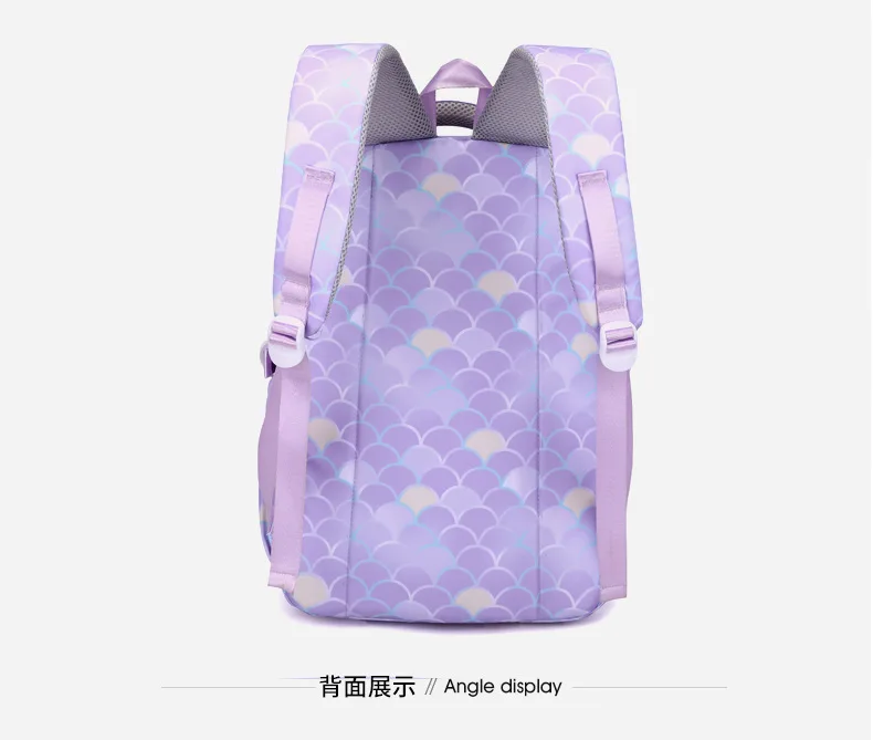 3pcs/Set Fish Scale Print Kid Backpack With Mermaid pendant Girl waterproof School Bag Children Schoolbag For teenage girls