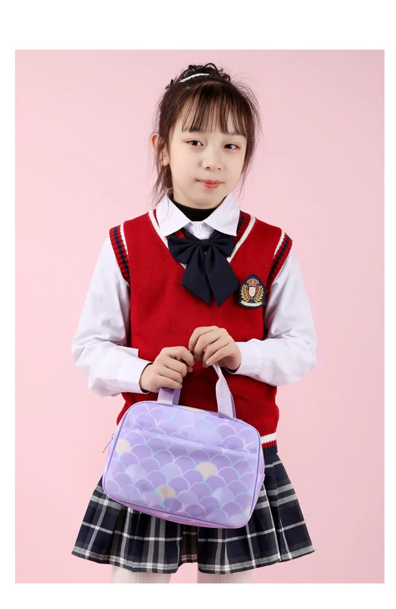 3pcs/Set Fish Scale Print Kid Backpack With Mermaid pendant Girl waterproof School Bag Children Schoolbag For teenage girls