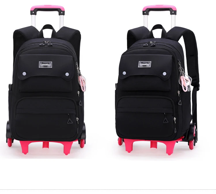 NEW Student School Bag Rolling Backpack Kids Trolley Bag Girl School Backpack Wheeled Bag Multifunctional Use Trolley Backpack