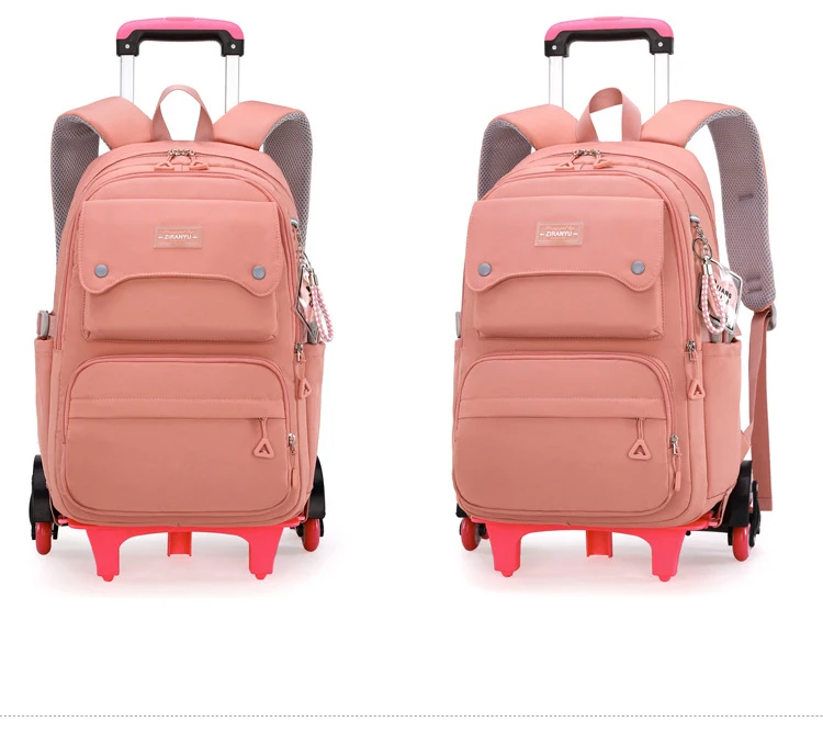 NEW Student School Bag Rolling Backpack Kids Trolley Bag Girl School Backpack Wheeled Bag Multifunctional Use Trolley Backpack