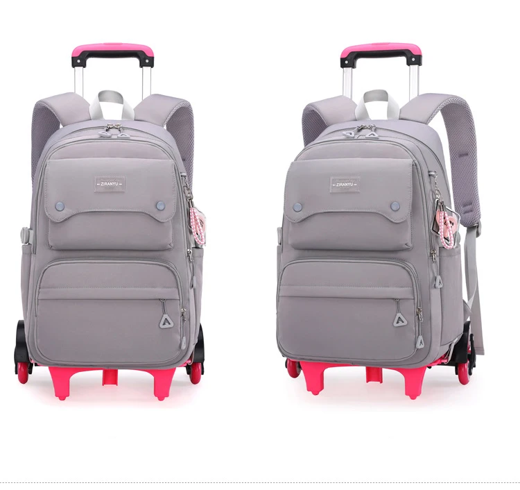 NEW Student School Bag Rolling Backpack Kids Trolley Bag Girl School Backpack Wheeled Bag Multifunctional Use Trolley Backpack