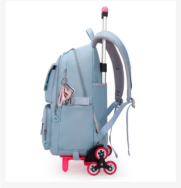NEW Student School Bag Rolling Backpack Kids Trolley Bag Girl School Backpack Wheeled Bag Multifunctional Use Trolley Backpack