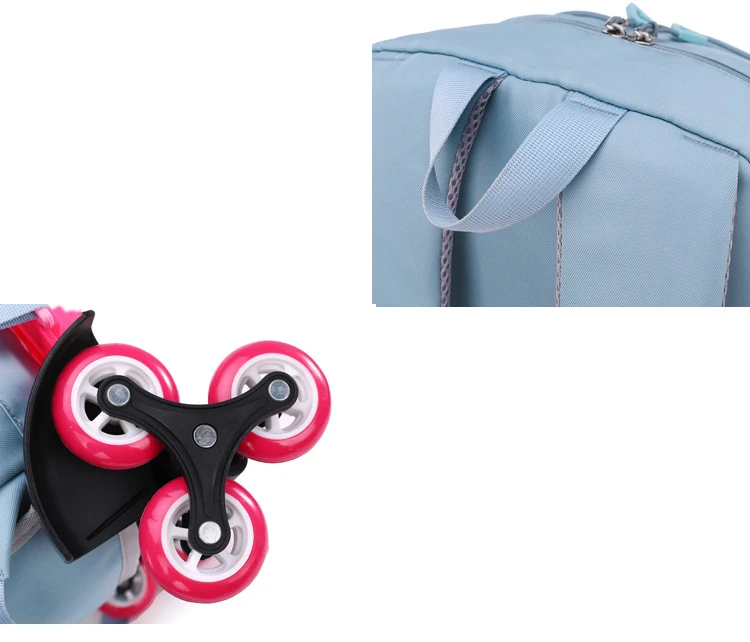 NEW Student School Bag Rolling Backpack Kids Trolley Bag Girl School Backpack Wheeled Bag Multifunctional Use Trolley Backpack