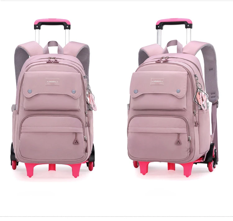 NEW Student School Bag Rolling Backpack Kids Trolley Bag Girl School Backpack Wheeled Bag Multifunctional Use Trolley Backpack