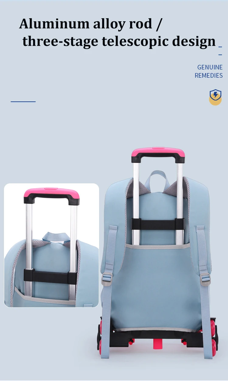 NEW Student School Bag Rolling Backpack Kids Trolley Bag Girl School Backpack Wheeled Bag Multifunctional Use Trolley Backpack