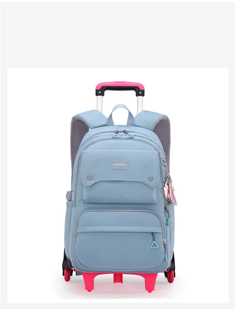 NEW Student School Bag Rolling Backpack Kids Trolley Bag Girl School Backpack Wheeled Bag Multifunctional Use Trolley Backpack