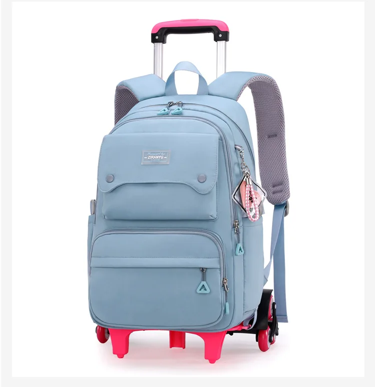 NEW Student School Bag Rolling Backpack Kids Trolley Bag Girl School Backpack Wheeled Bag Multifunctional Use Trolley Backpack