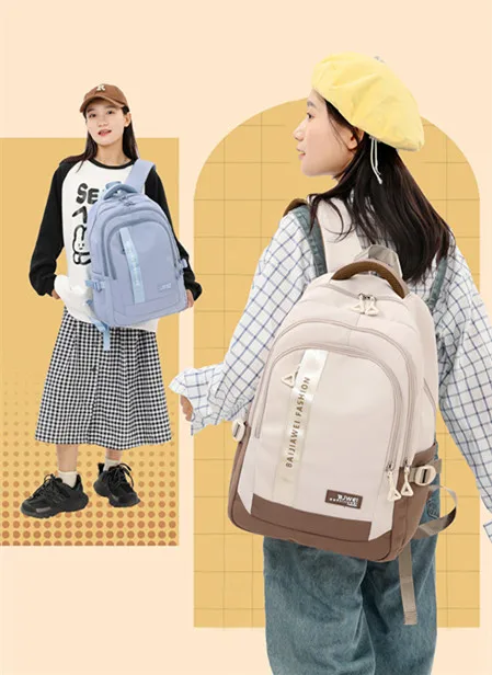 BAIJIAWEI Brand College and High School Student School Backpacks Nylon Orthopedic School Bags Reduces the Burden Girls Schoolbag