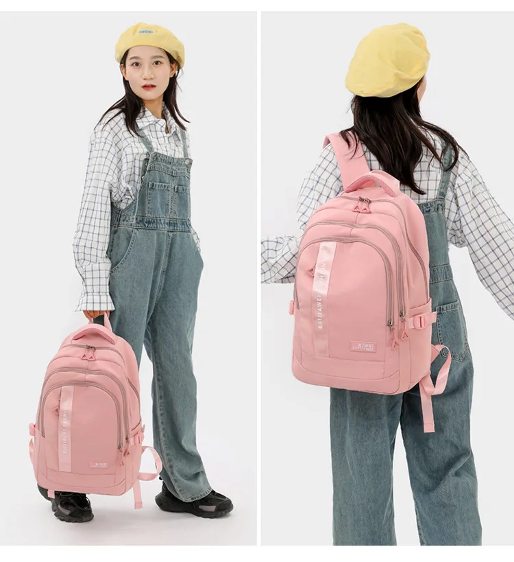 BAIJIAWEI Brand College and High School Student School Backpacks Nylon Orthopedic School Bags Reduces the Burden Girls Schoolbag