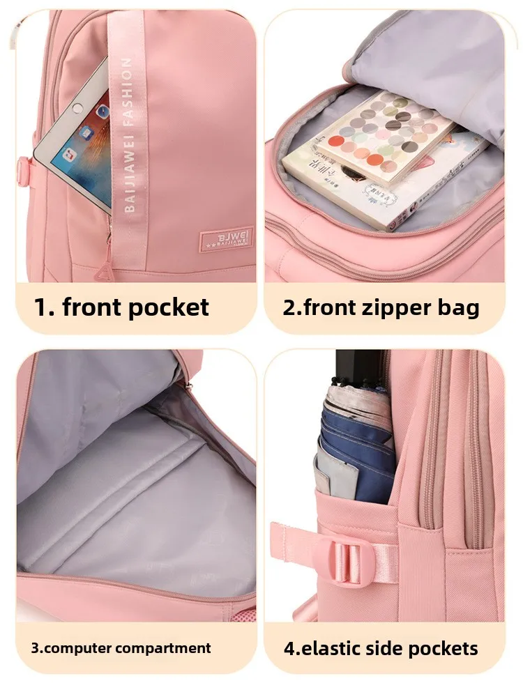 BAIJIAWEI Brand College and High School Student School Backpacks Nylon Orthopedic School Bags Reduces the Burden Girls Schoolbag