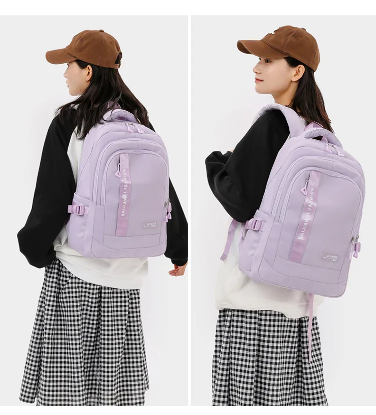 BAIJIAWEI Brand College and High School Student School Backpacks Nylon Orthopedic School Bags Reduces the Burden Girls Schoolbag
