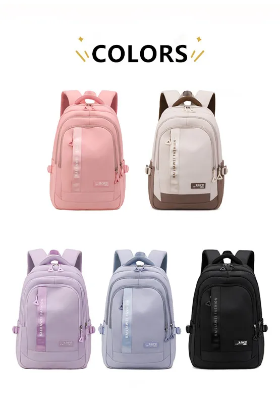 BAIJIAWEI Brand College and High School Student School Backpacks Nylon Orthopedic School Bags Reduces the Burden Girls Schoolbag