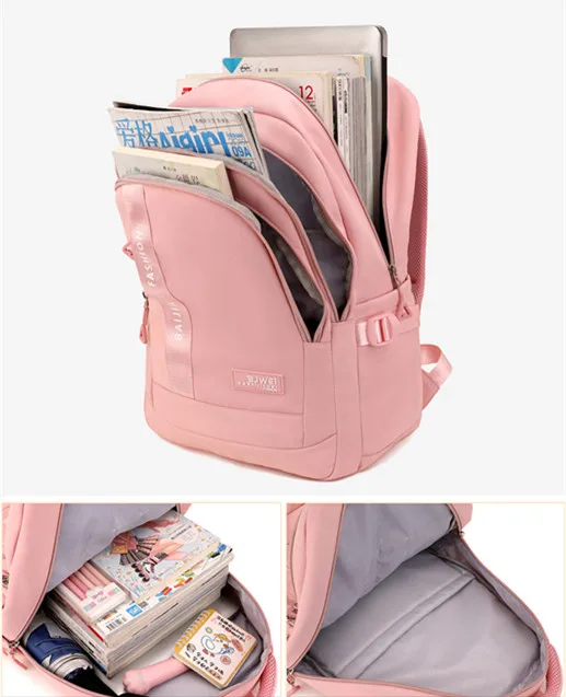 BAIJIAWEI Brand College and High School Student School Backpacks Nylon Orthopedic School Bags Reduces the Burden Girls Schoolbag