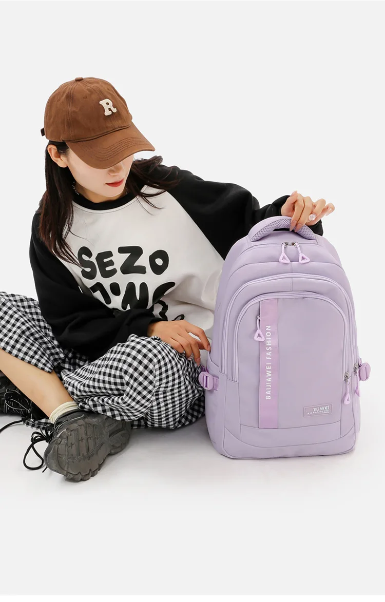 BAIJIAWEI Brand College and High School Student School Backpacks Nylon Orthopedic School Bags Reduces the Burden Girls Schoolbag