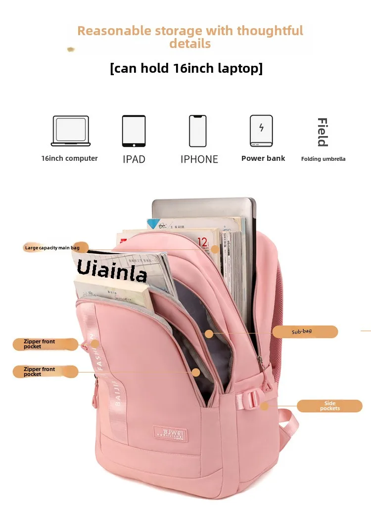 BAIJIAWEI Brand College and High School Student School Backpacks Nylon Orthopedic School Bags Reduces the Burden Girls Schoolbag