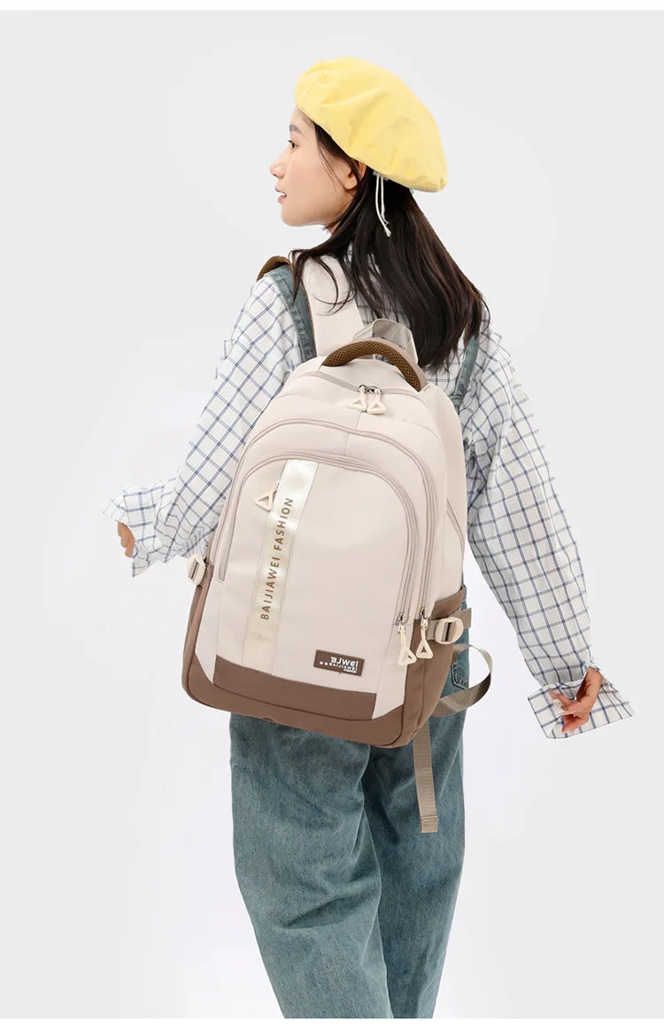 BAIJIAWEI Brand College and High School Student School Backpacks Nylon Orthopedic School Bags Reduces the Burden Girls Schoolbag