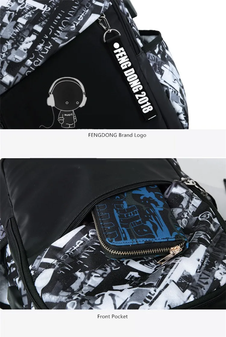 Luminous School Bags Waterproof Large Backpack for Teenagers Bagpack Glowing School Backpack for Boy Student Chest Bag Set