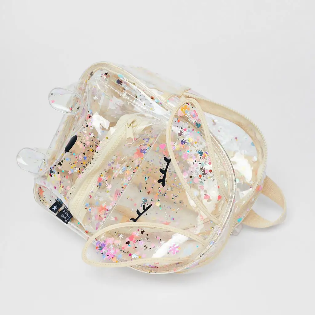 Summer New Sequins Glittering Bunny Shape Transparent Backpack Shopping Glitter Cute Ladies Shoulder Bag