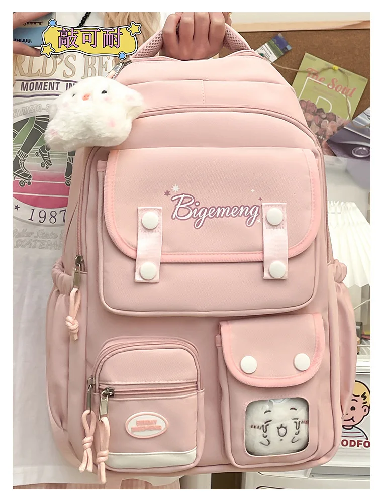 2025 cute student Backpack schoolbag For High School And Primary School Student Campus Versatile Backpack with doll