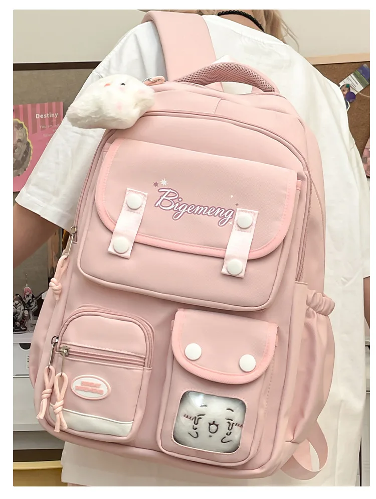 2025 cute student Backpack schoolbag For High School And Primary School Student Campus Versatile Backpack with doll