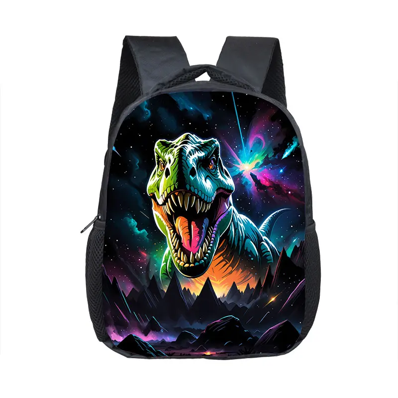 12 Inch Cute Dinosaur Print Backpack for 2-4 Years Old T-rex Skeleton Kids School Bag Kindergarten Girls Toddler Bookbags Gift