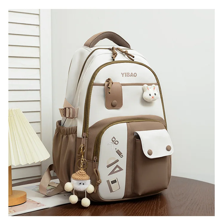 Cute Rabbit Children School Backpack for Teenage Girls Fashionable Splicing Color Contrast Fresh Lady Knapsack Kids Schoolbags