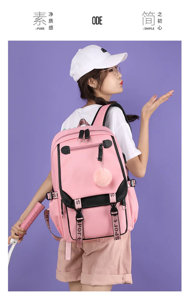Korean Style High School Backpack for Teenage Girl Fashion Black White Student Girls Backpack Schoolbag Cute Book Bag