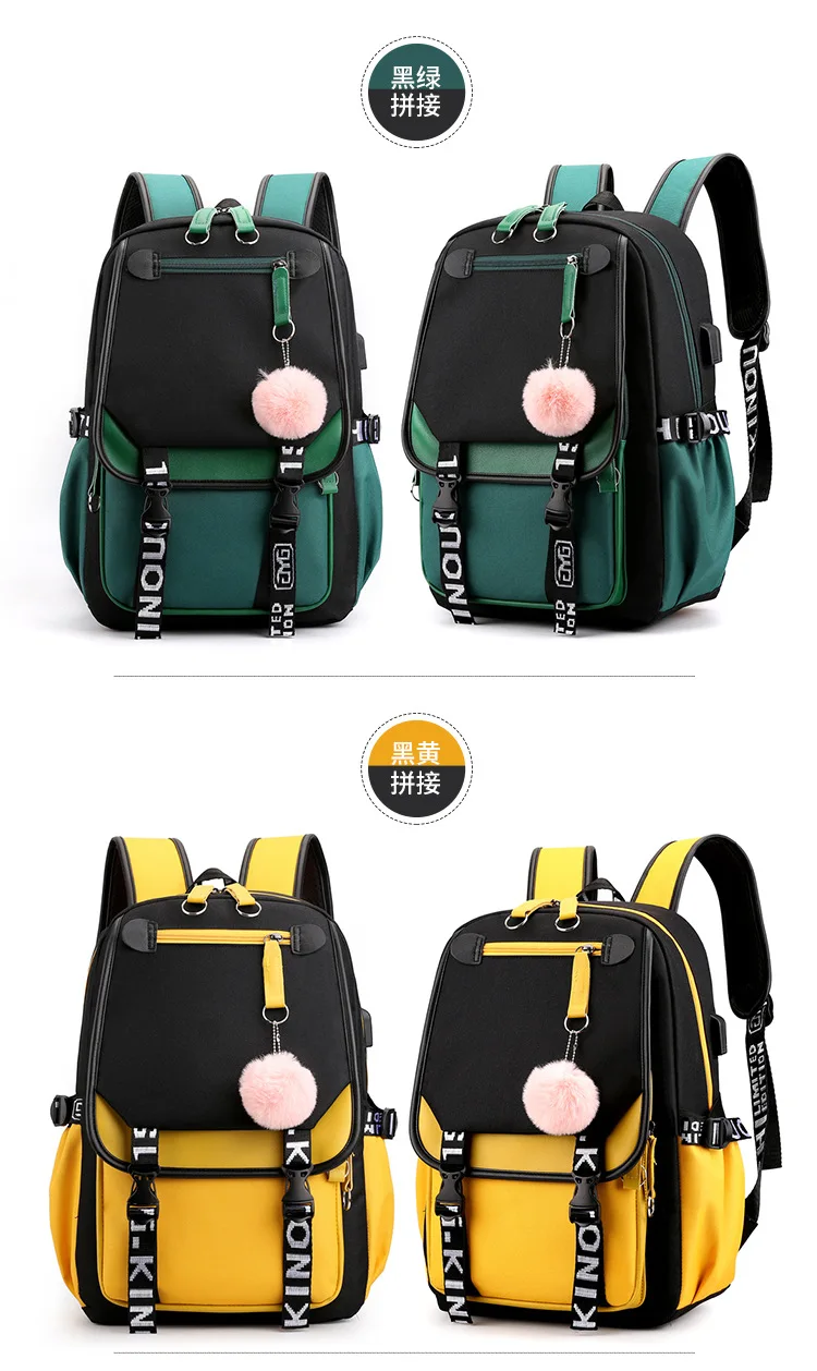 Korean Style High School Backpack for Teenage Girl Fashion Black White Student Girls Backpack Schoolbag Cute Book Bag