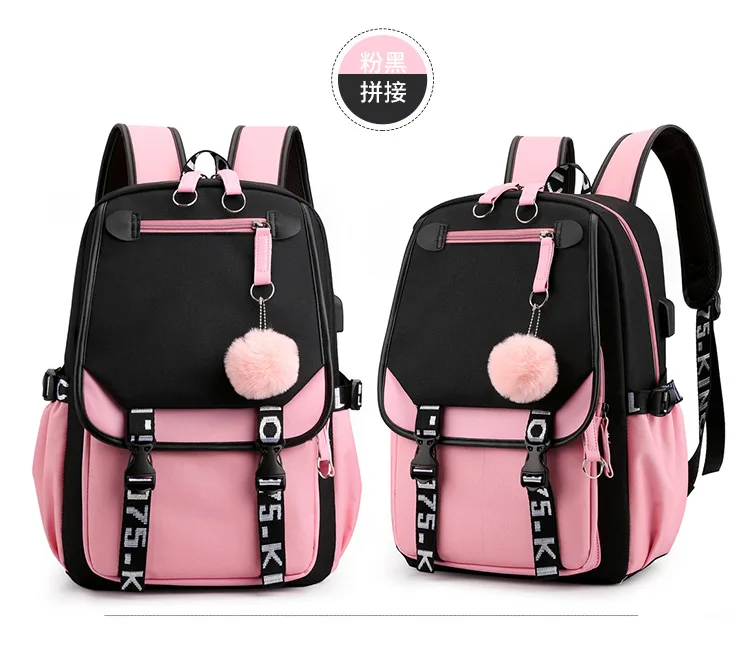 Korean Style High School Backpack for Teenage Girl Fashion Black White Student Girls Backpack Schoolbag Cute Book Bag