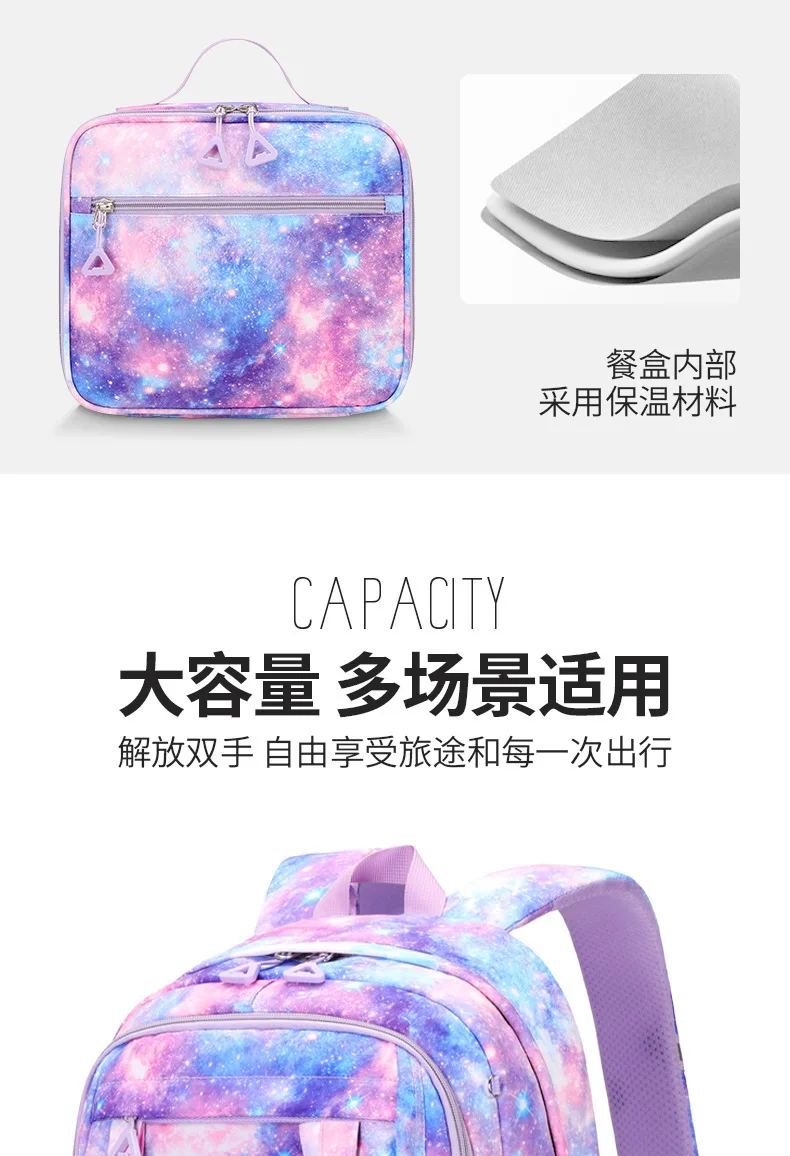 3 Pcs/Set Children School Bags Girls Teenage Book Bag Youth School Backpack Travel Junior High School Students Laptop Backpack