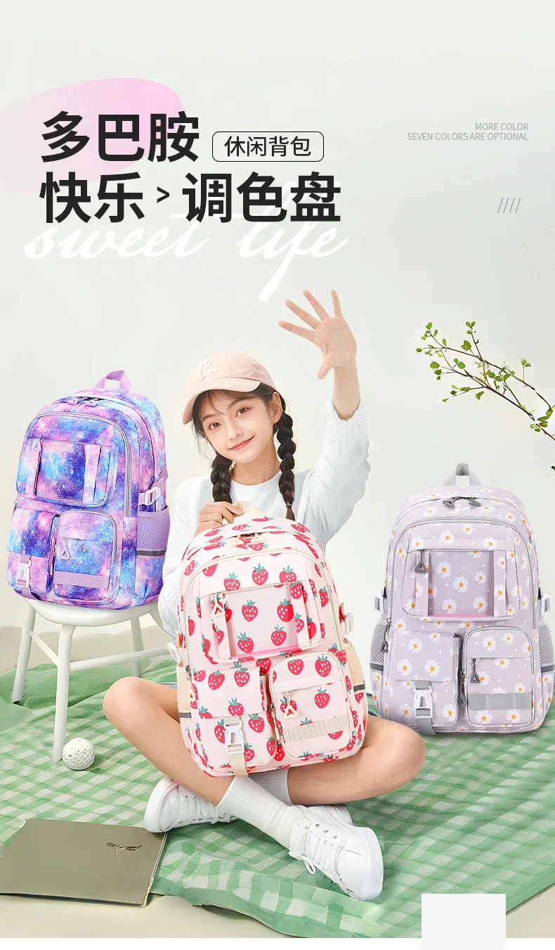 3 Pcs/Set Children School Bags Girls Teenage Book Bag Youth School Backpack Travel Junior High School Students Laptop Backpack