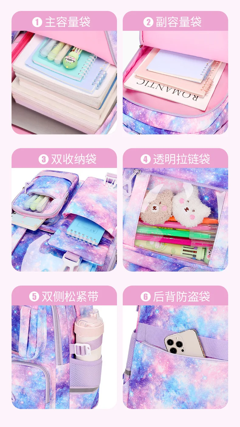 3 Pcs/Set Children School Bags Girls Teenage Book Bag Youth School Backpack Travel Junior High School Students Laptop Backpack