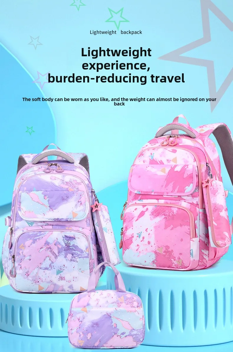 3pcs/set Kids School Backpack for Girls Boys Lunch bag pencil bag set Elementary Middle High School Bags Students Bookbag