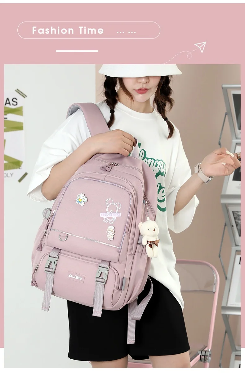 Children School Bags For Teenage Girls Large Schoolbag Kawaii Middle Student School Backpack Book Bag Laptop Travel Rucksack