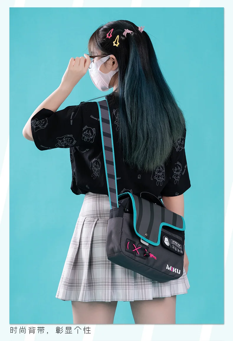 Moeyu Anime Miku Messenger Crossbody Bag for Women Men Vocaloid Cosplay Student School Bags Shoulder Tote Bag Fashion Handbag