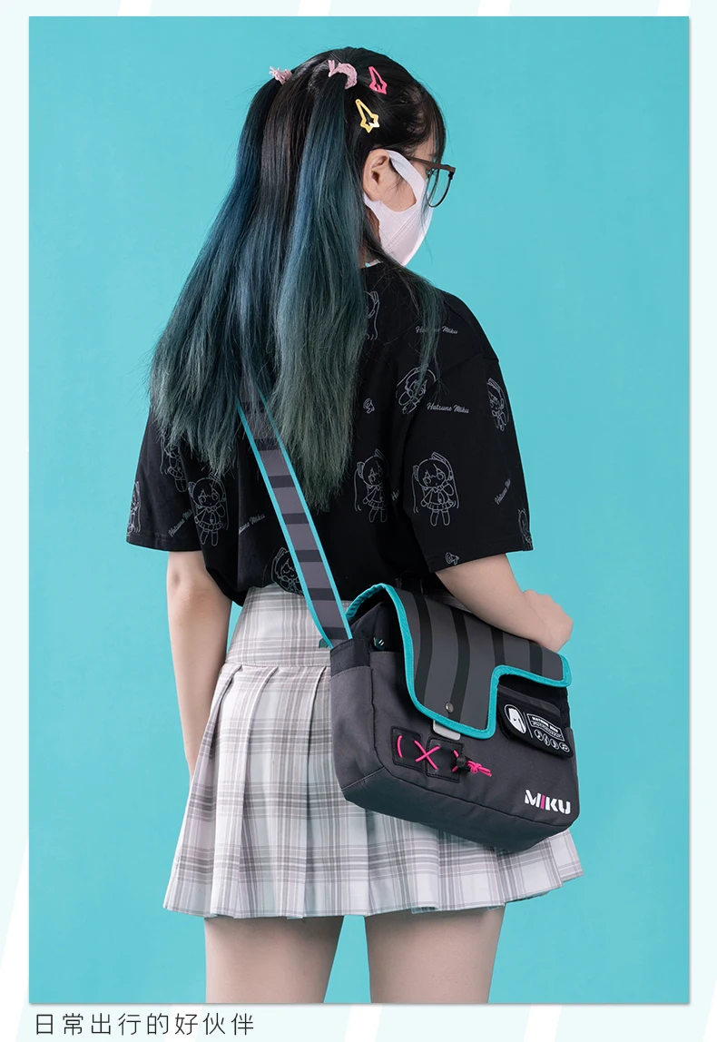 Moeyu Anime Miku Messenger Crossbody Bag for Women Men Vocaloid Cosplay Student School Bags Shoulder Tote Bag Fashion Handbag