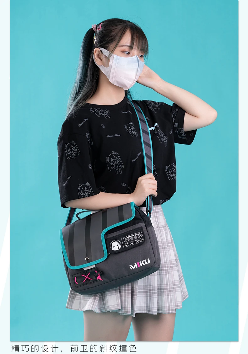 Moeyu Anime Miku Messenger Crossbody Bag for Women Men Vocaloid Cosplay Student School Bags Shoulder Tote Bag Fashion Handbag