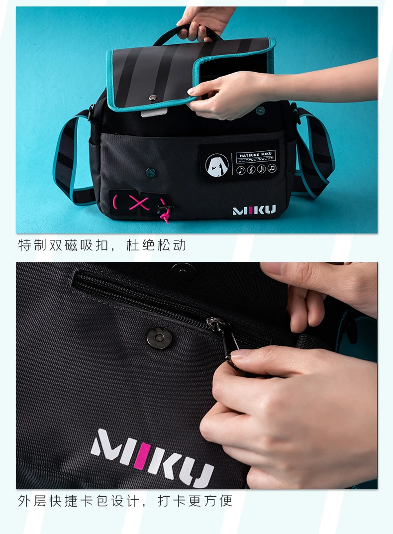 Moeyu Anime Miku Messenger Crossbody Bag for Women Men Vocaloid Cosplay Student School Bags Shoulder Tote Bag Fashion Handbag