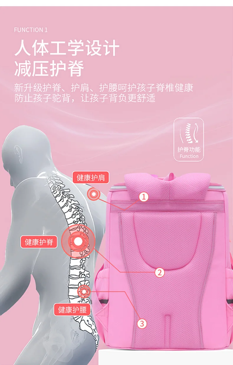 primary school bags for girls cute cartoon love heart pink school backpack student bookbag elementary school kids backpack