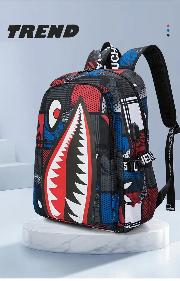 Cool shark mouth prints bagpack boy camouflage college bags unisex schoolbags waterproof backpacks student large capacity bags