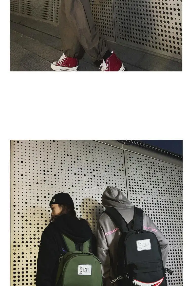 Fashion Large Back Packs for Girls Boys Black Waterproof School Backpacks Woman Shark Print Travel Bags Mochilas Escolar