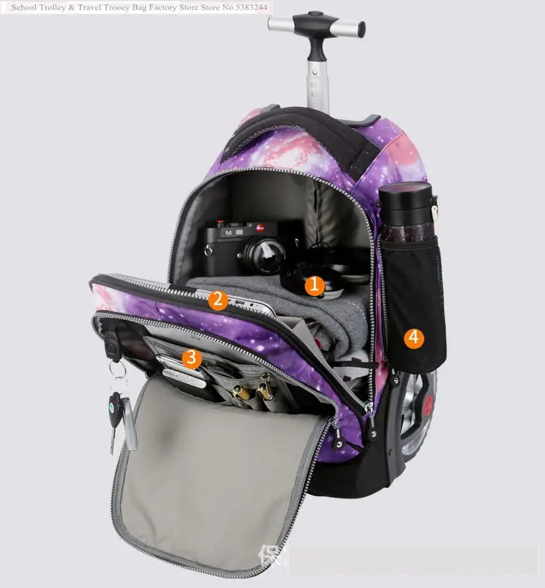 large wheels School Rolling Bags for teenagers travel trolley bags for Children wheeled bag bags for travel rolling bag wheels