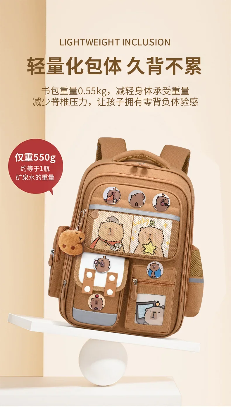 Capibara Student Schoolbag, Large-capacity Mochila Children Backpack.Girl Boy Kids Back To School Book Bags