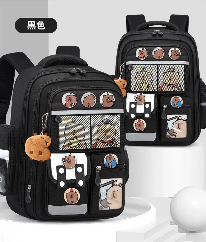 Capibara Student Schoolbag, Large-capacity Mochila Children Backpack.Girl Boy Kids Back To School Book Bags