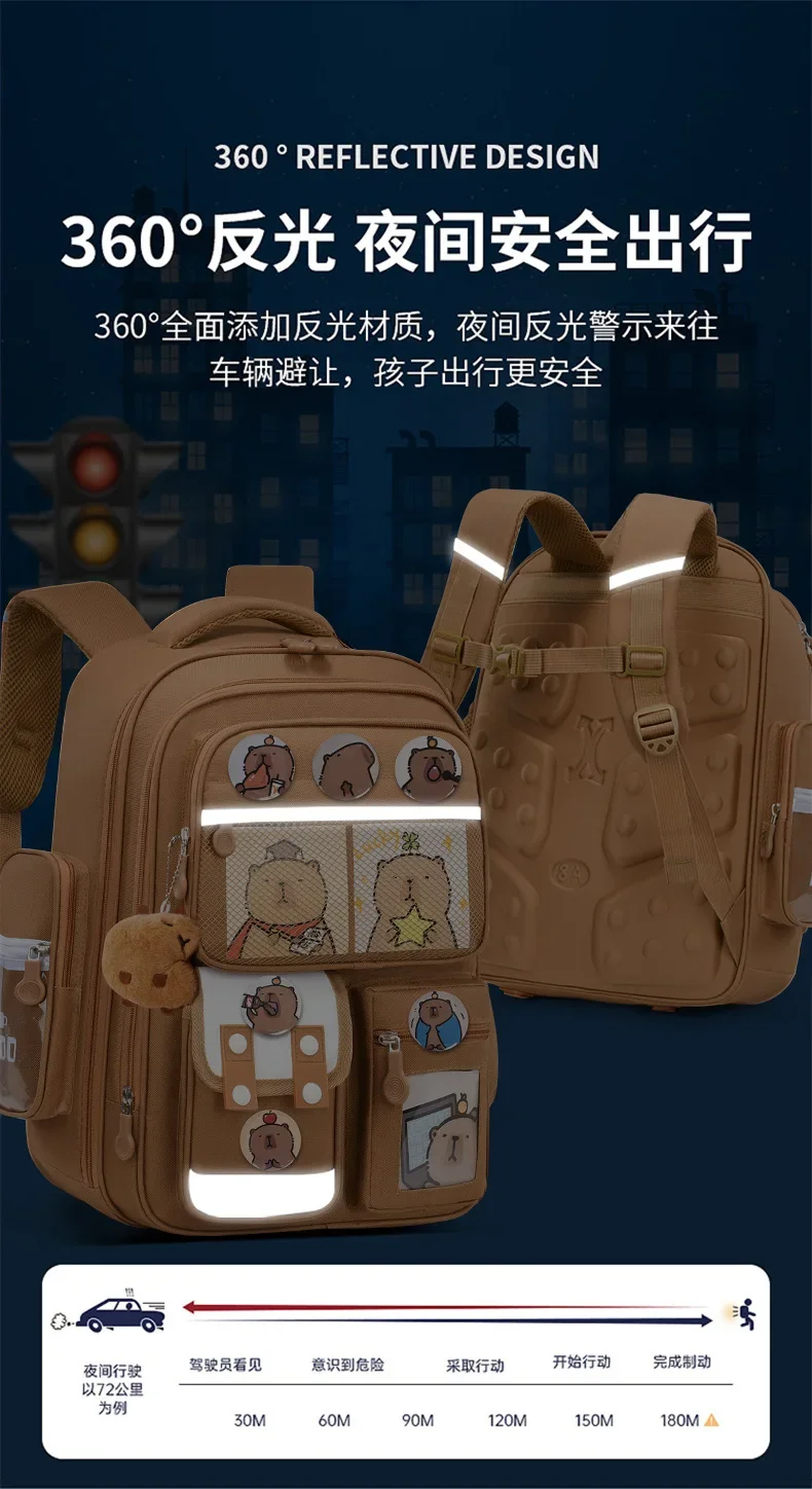 Capibara Student Schoolbag, Large-capacity Mochila Children Backpack.Girl Boy Kids Back To School Book Bags