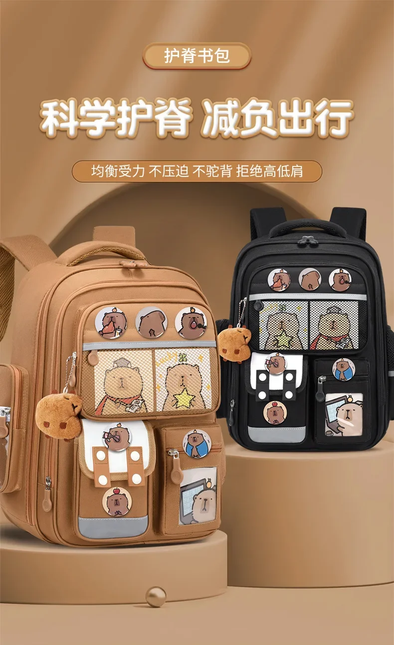Capibara Student Schoolbag, Large-capacity Mochila Children Backpack.Girl Boy Kids Back To School Book Bags